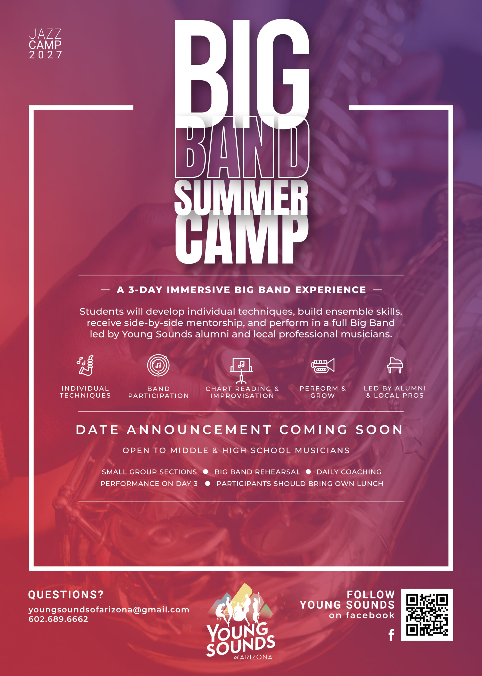 Summer Big Band Jazz Camp 2027 COMING SOON!